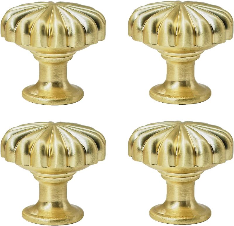 Photo 1 of  Brushed Brass Cabinet Knobs Pulls Vintage Cupboard Dresser Knob Modern Simple Drawer Handles Single Hole Pumpkin Knobs