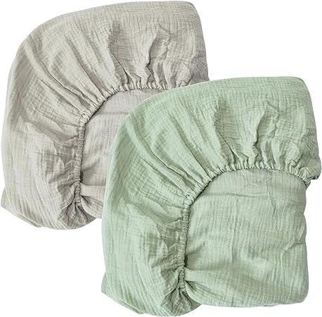 Photo 1 of Crib Sheets, 2 Packs Neutral Crib Sheet for Boys Baby Girl, Soft Cotton Fitted Crib Sheet for Standard Crib Mattress and Toddler Bed Mattress, Cotton - STRIPES AND ELEPHANT 
