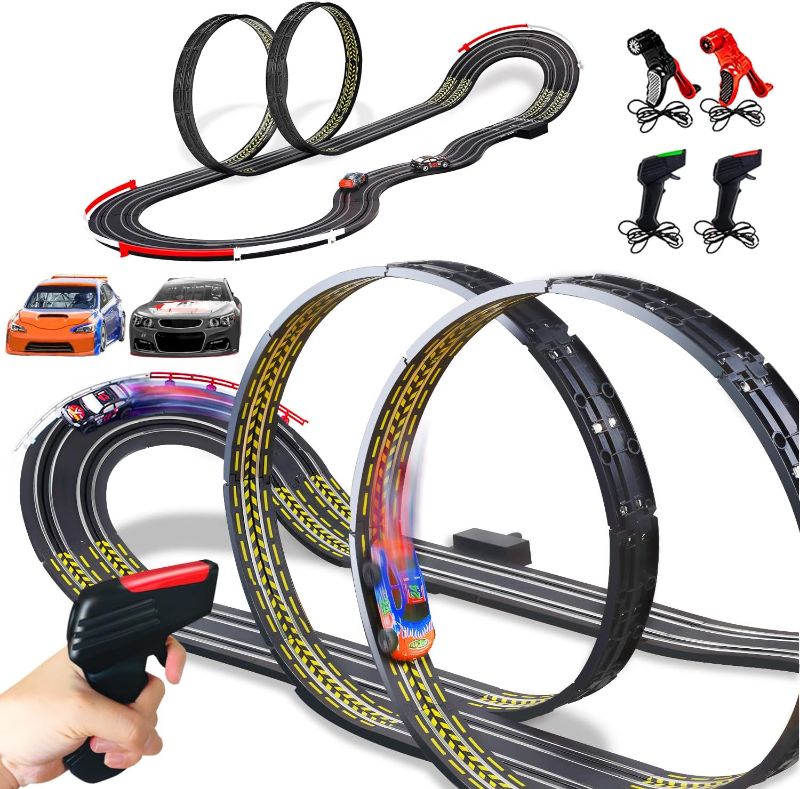 Photo 1 of Cusocue High-Speed Electric Powered Super Loop Speedway Slot Car Race Track Set, Two Cars for Dual Racing with 2 Power Method 4 Controllers, Boys Toys for 6 7 8 9 10-16 Years Old Kids Best Gifts ***SIMILAR ITEM***