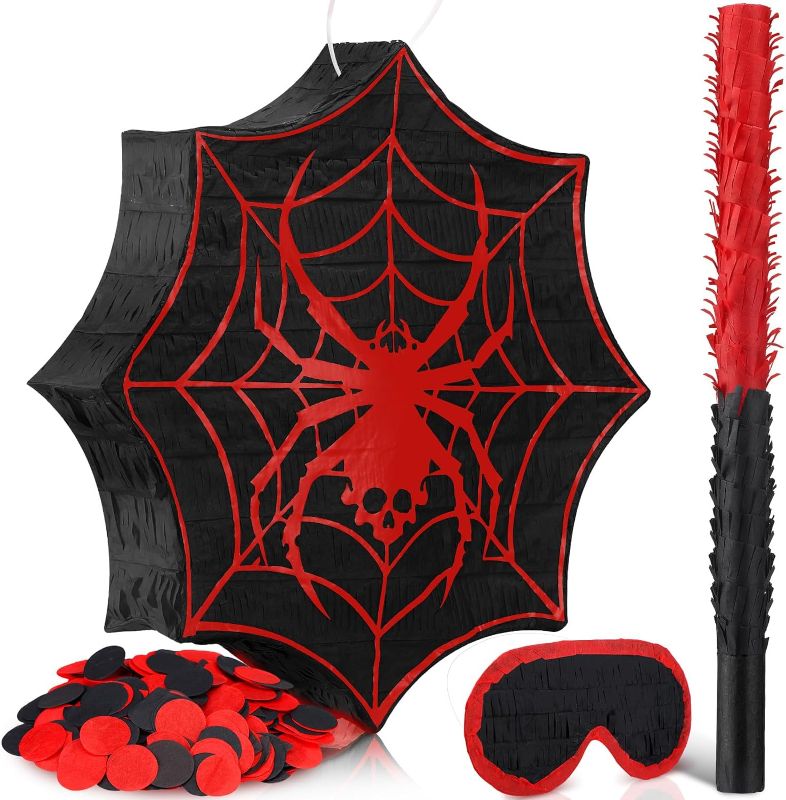 Photo 1 of Deekin Spider Pinata for Kids Birthday Party Decoration Small Pinata for Birthday Party Favors Boys Birthday Gifts with Blindfold Stick and Confetti for Celebration(Spider Web) RED ***SIMILAR ITEM***