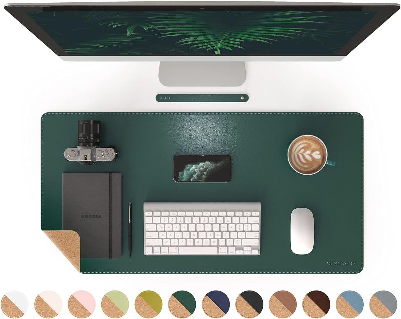 Photo 1 of K KNODEL Desk Mat, Mouse Pad, Desk Pad, Waterproof Desk Mat for Desktop, Leather Desk Pad for Keyboard and Mouse, Desk Pad Protector for Office and Home (Light Green, 35.4" x 17") Light Green 35.4" x 17"