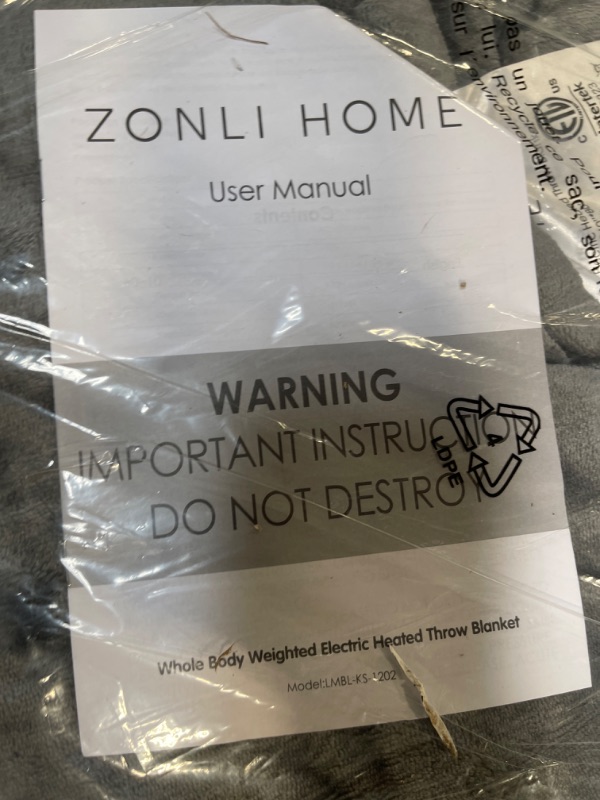Photo 1 of ZonLi Heated Weighted Blanket 15lbs, 60x80 Queen Size, Weighted Heated Blanket for Adults, Fast Heating 10 Heating Levels & 12H Auto Shut-Off, Soft Comfort Flannel Heavy Blanket with Glass Beads 60"x80",15lbs