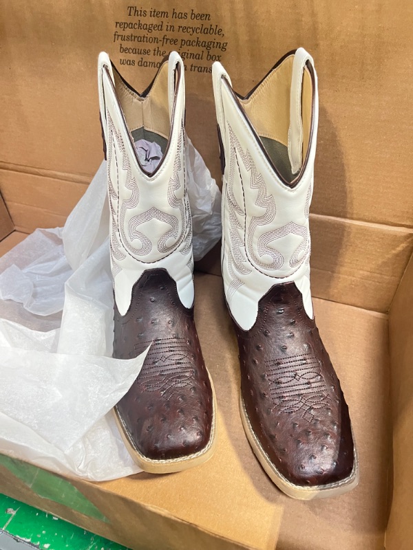 Photo 1 of ROPER Mens Bumps Ostrich Square Toe Casual Boots Mid Calf - Brown, White 11.5 Brown