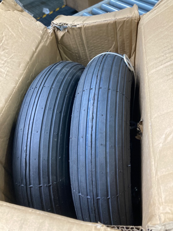 Photo 2 of 2-Pack 14.5-Inch Wheelbarrow Tire.3.50-8" Pneumatic Tires and wheels with 3"- 6" Center Hub and 3/4" Bushings for Wheelbarrow Lawn Mover Replacement. 00038361-19+