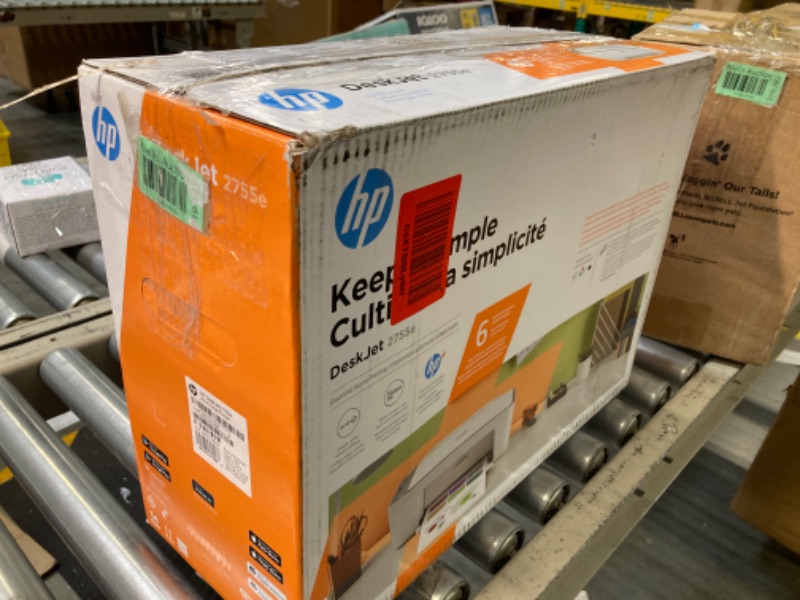 Photo 5 of HP DeskJet 2755e Wireless Color All-in-One Printer with bonus 6 months Instant Ink (26K67A), white***USED**** 