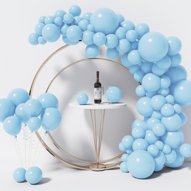 Photo 1 of 130PCS Pastel Blue Balloons Different Sizes 18" 12" 10" 5" Balloon Garland Arch Kit perfect for Birthday Party, Graduation, Baby Shower, Wedding, Holiday Decoration (Pastel Blue)