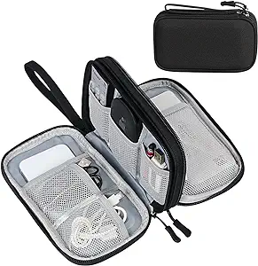 Photo 1 of FYY Electronic Organizer, Travel Cable Organizer Bag Pouch Electronic Accessories Carry Case Portable Waterproof Double Layers Storage Bag for Cable, Cord, Charger, Phone, Earphone, Large Size, Black
