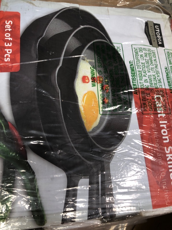 Photo 1 of 3 PIECE IRON SKILLETS