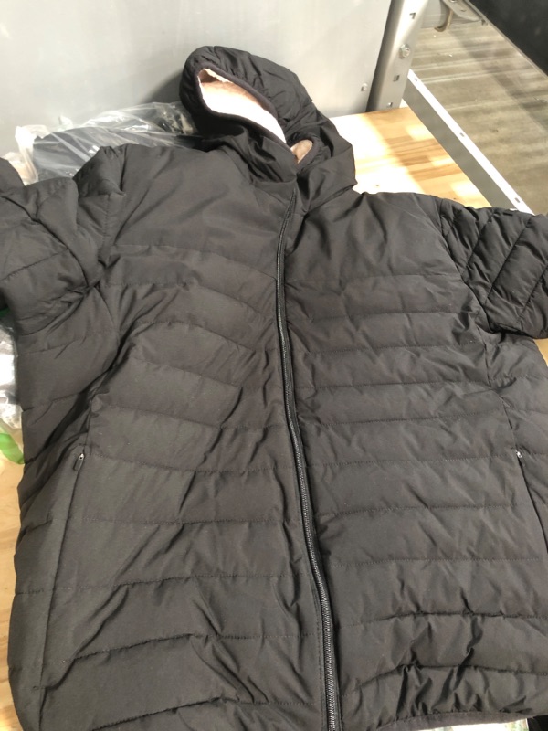 Photo 2 of Calvin Klein Men's Hooded Down Jacket Quilted Coat Sherpa Lined Large Black