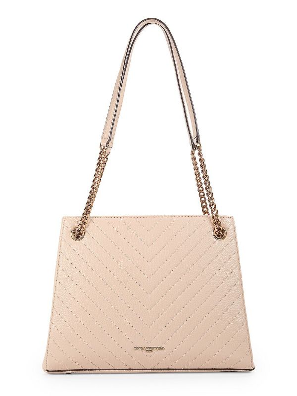 Photo 1 of Karl Lagerfeld Paris Women's Charlotte Chevron Quilted Leather Shoulder Bag - Shell
