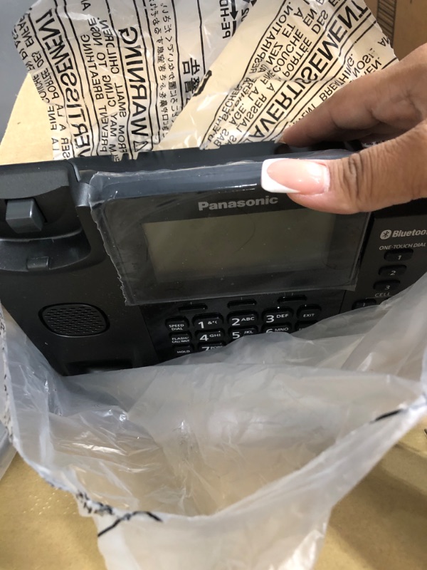 Photo 2 of PANASONIC Bluetooth Corded / Cordless Phone System with Answering Machine, Enhanced Noise Reduction and One-Touch Call Block - 2 Handsets - KX-TGF382M (Metallic Black) Metallic Black 2 Handsets Corded/Cordless + Link2Cell Phone