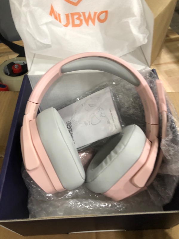 Photo 2 of NUBWO G06 Wireless Gaming Headset for PS5, PS4, PC Games, 2.4GHz Ultra-Low Latency, Bluetooth 5.0, Soft Memory Earmuffs (Pink)