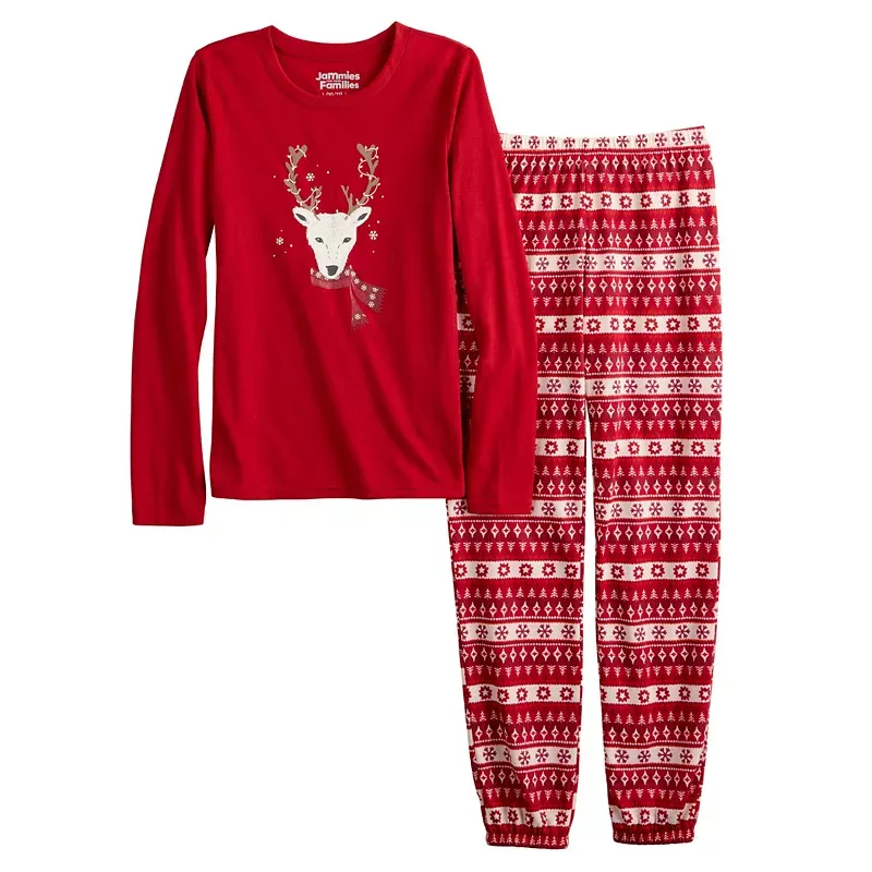 Photo 1 of Girls 4-16 Jammies for Your Families Christmas Spirit Top & Pants Pajama Set, Girl's, Size: XS (6/6X), Med Red
