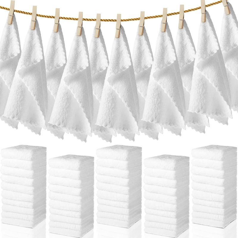 Photo 1 of 100 Pcs Washcloths Bulk Quick Drying Bathroom Wash Clothes 12 x 12 Inch Face Towels Microfiber Soft Hand Towel for Your Body Spa Fingertip(White)
