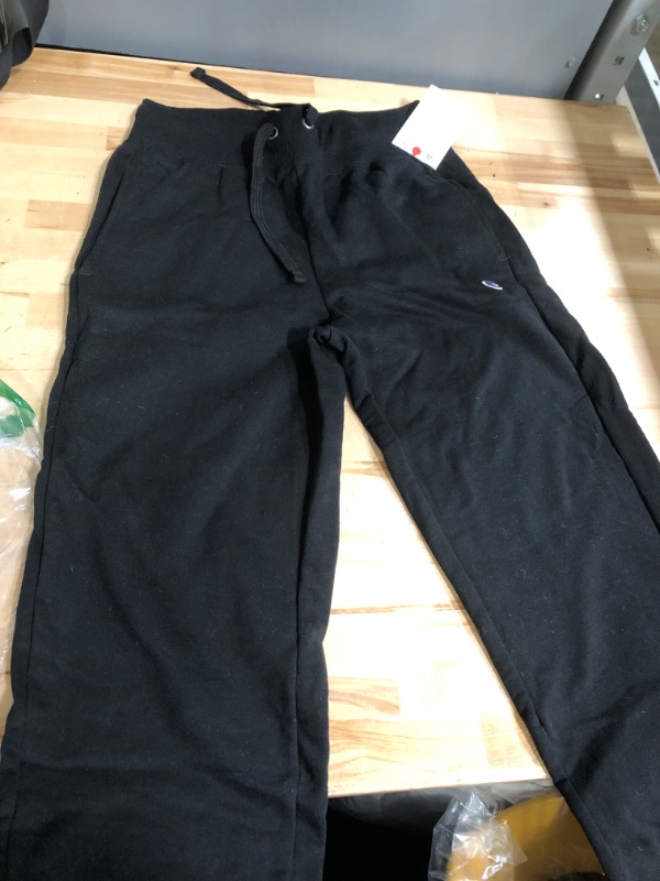 Photo 2 of Champion Women's Joggers, Powerblend Fleece Joggers, Comfortable Sweatpants for Women, 27" Small Black C Patch Logo