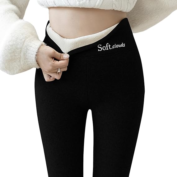 Photo 1 of Arioluer Winter Soft Clouds Fleece Lined Leggings for Women - Winter Leggings High Waisted Winter Warm Slim Sports Leggings medium
