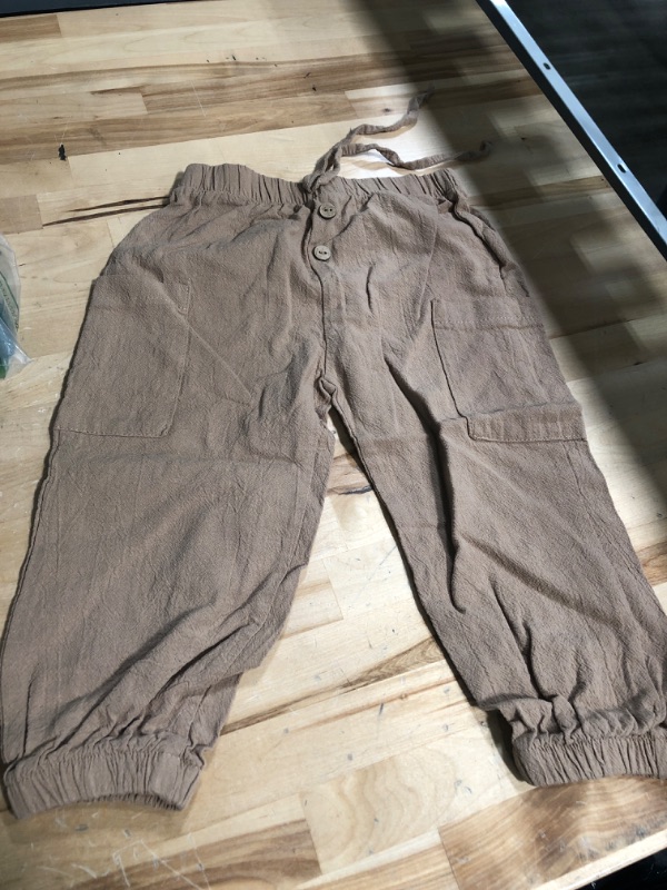 Photo 1 of Brown baby linen pants size might be 12 months or 1T