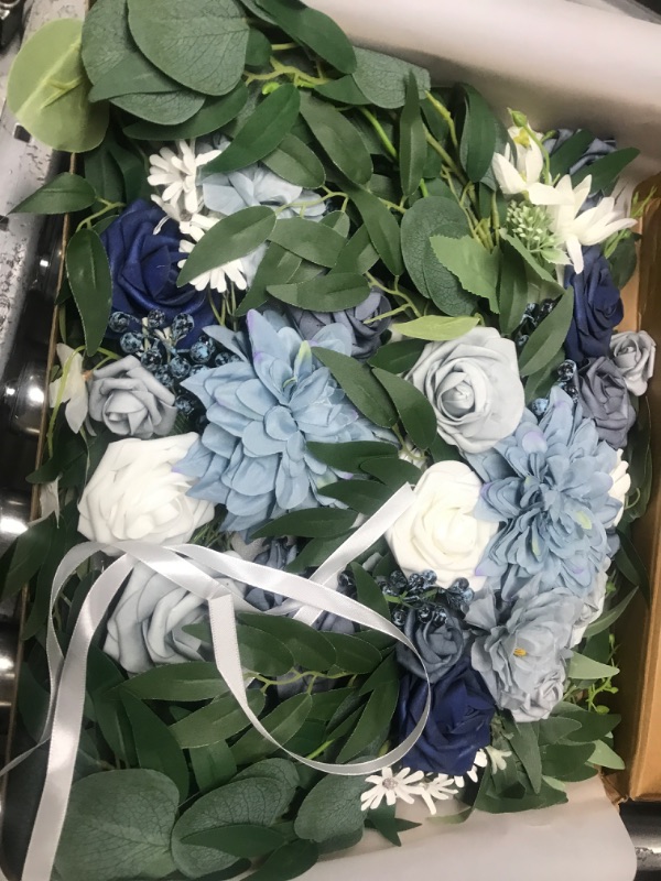 Photo 1 of **MINOR DAMAGE PREV USED**
VK Alldo Artificial Wedding Arch Flowers Kit (Pack of 3), Dusty Blue Wedding Arch Draping Fabric Wedding Flowers Floral Arrangement Swag for Wedding Ceremony and Reception Backdrop Decoration