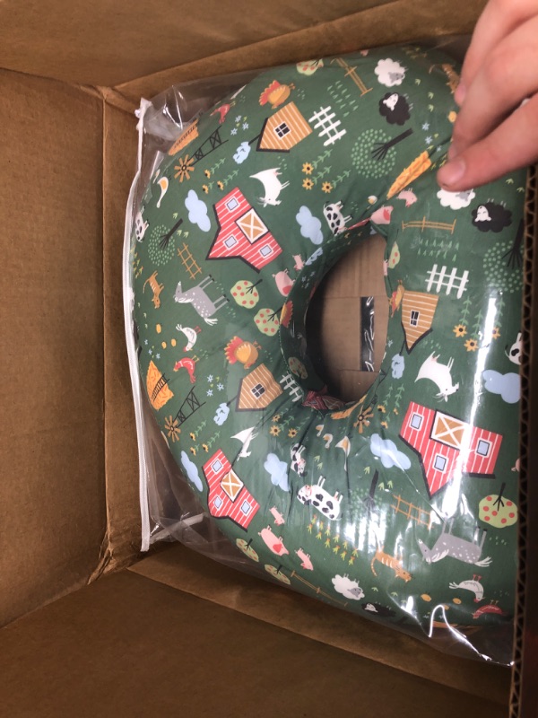 Photo 1 of Boppy Original Nursing Support, FKA Boppy Nursing Pillow, Green Farm, Ergonomic Breastfeeding, Bottle Feeding, and Bonding, Firm Hypoallergenic Fiber Fill, Removable Cover, Machine Washable