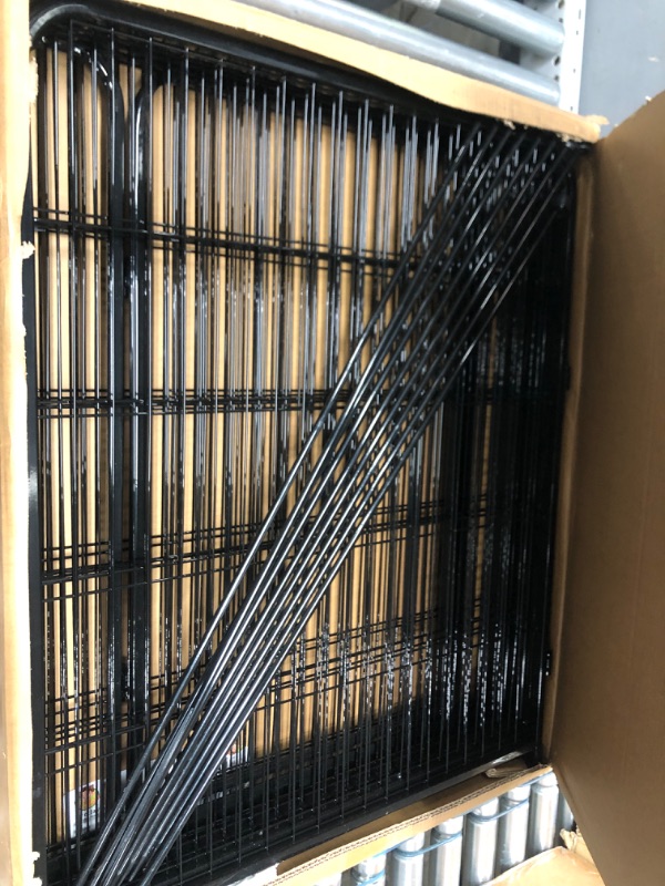 Photo 1 of 32in(H) Decorative Garden Fence Panels, Wide Gate Low Threshold, Dog Fence Outdoor for Yard.8 Panels Total 18Ft(L) Animal Barrier Fence, Camping Fence, Black 32in(H)×27in(L) 7 Panels+1 Gate