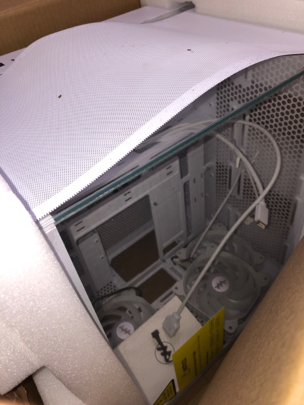 Photo 1 of MUSETEX ATX PC Case,5 PWM ARGB Fans Pre-Installed,360MM RAD Support,Type-C Gaming PC Case,270° Full View Tempered Glass Mid Tower PC Case,Pure White ATX Computer Case,Y6