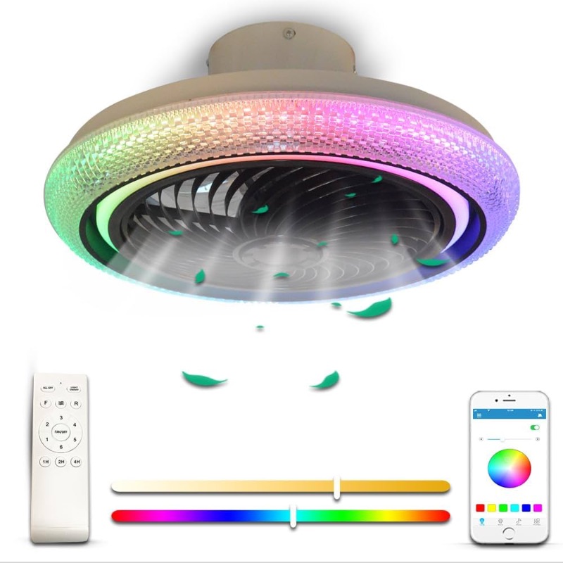 Photo 1 of 200W LED Ceiling Light RGB Lighting APP WIFI bluetooth Music Speaker Lamps Fan 6 Speed Home Living Room Bedroom Remote Control