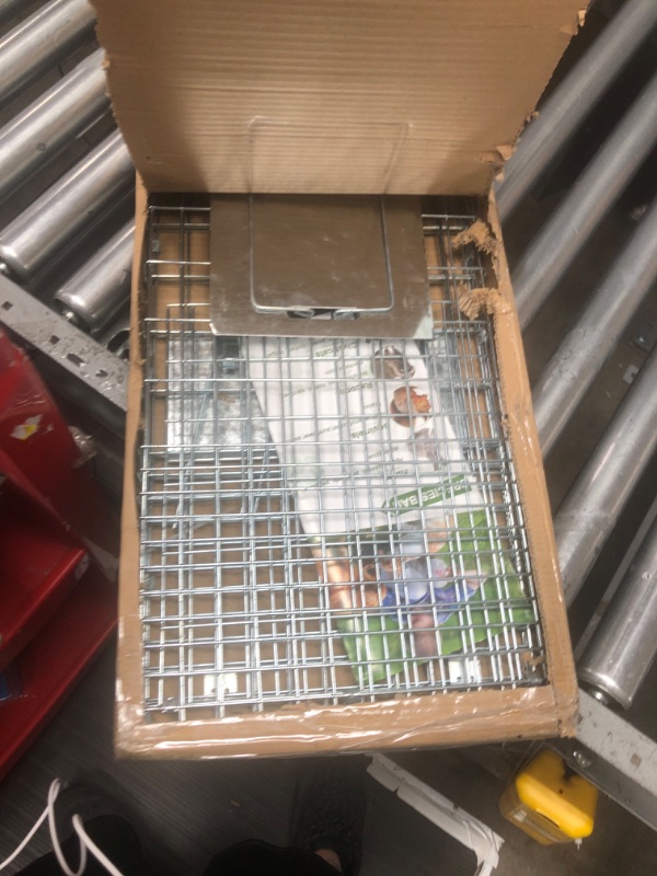 Photo 2 of 2023 Upgraded Reinforced Animal Traps,Rabbit Traps,33in Live Animal Cage for Squirrels,Stray Cats Trap, Live Traps for Raccoons, Stainless Steel Foldable with Pedal Triggers(33x12x13inch)