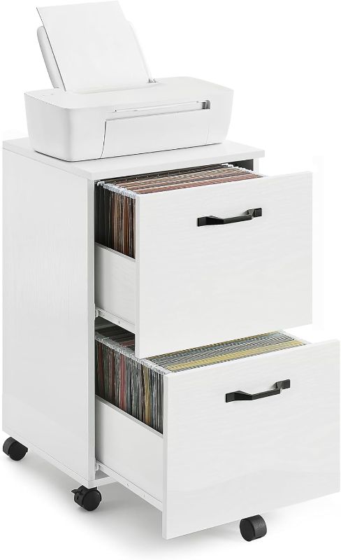 Photo 1 of VASAGLE 2-Drawer File Cabinet, Locking Filing Cabinet for Home Office, Small Rolling File Cabinet, Printer Stand, for A4, Letter-Size Files, Hanging File Folders, Modern, White ULCD027T46V2