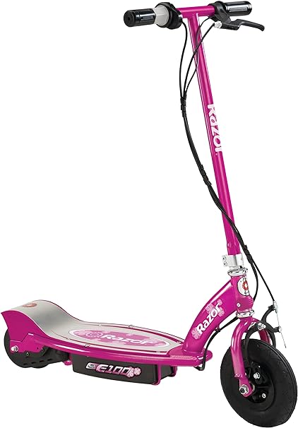 Photo 1 of Razor E100 Electric Scooter for Kids Ages 8+ - 8" Pneumatic Front Tire, Hand-Operated Front Brake, Up to 10 mph and 40 min of Ride Time, for Riders up to 120 lbs
