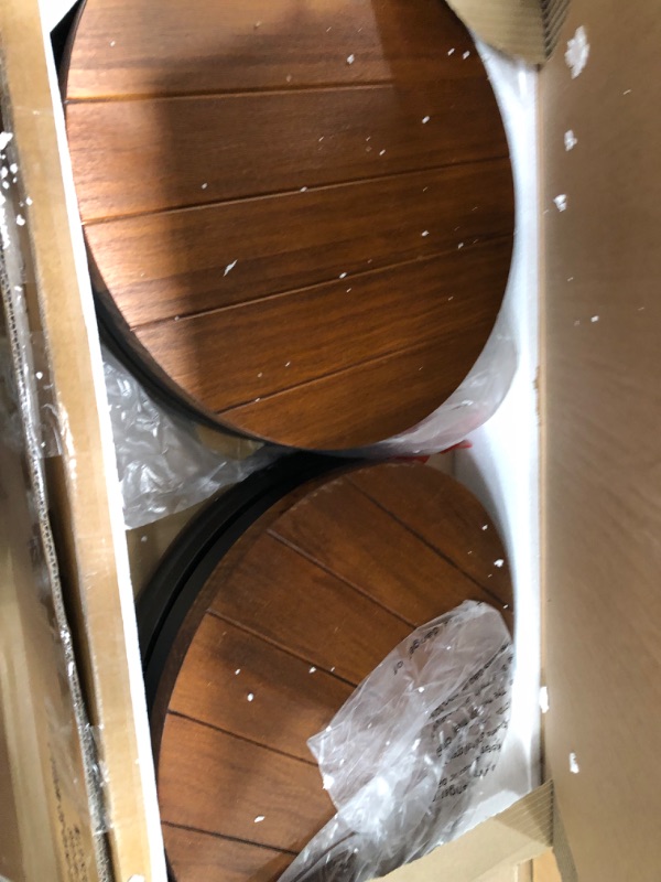 Photo 1 of O&K FURNITURE 24-Inch Backless Swivel Bar Stools Counter Height, Industrial Kitchen Backless Bar Stools, Wood and Metal Bar Stool Chairs Set of 2, Dark Brown