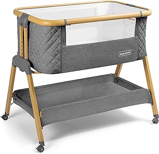 Photo 1 of 3 in 1 Baby Bassinet with Wheels, Portable Bedside Sleeper for Baby with 7 Adjustable Heights and Foam Mattress, Baby Bedside Crib for Newborns and Infants with Storage Basket, Carry Bag Included Charcoal Grey