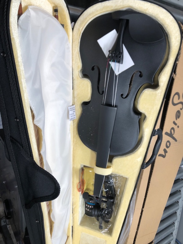 Photo 2 of ** see notes**Poseidon Violin for Beginners, Kids Adults Beginner Kit For Student Black Solidwood Spruce Stringed Musical Instruments with Hard Case, Extra Bows, Extra Strings, Shoulder Rest, Rosin, Clip-on Tuner 4/4 Matte Black