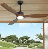 Photo 1 of Wozzio 52" Ceiling Fan with Lights with Remote,Wood Ceiling Fans Noiseless Reversible DC Motor Reversible,Light Memory,6 Wind Speeds,Walnut Wood Blades