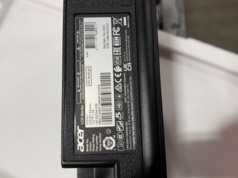 Photo 2 of Acer SH242Y Ebmihx 23.8" FHD 1920x1080 Home Office Ultra-Thin IPS Computer Monitor AMD FreeSync 100Hz Zero Frame Height/Swivel/Tilt Adjustable Stand Built-in Speakers HDMI 1.4 & VGA Port FHD 23.8-inch