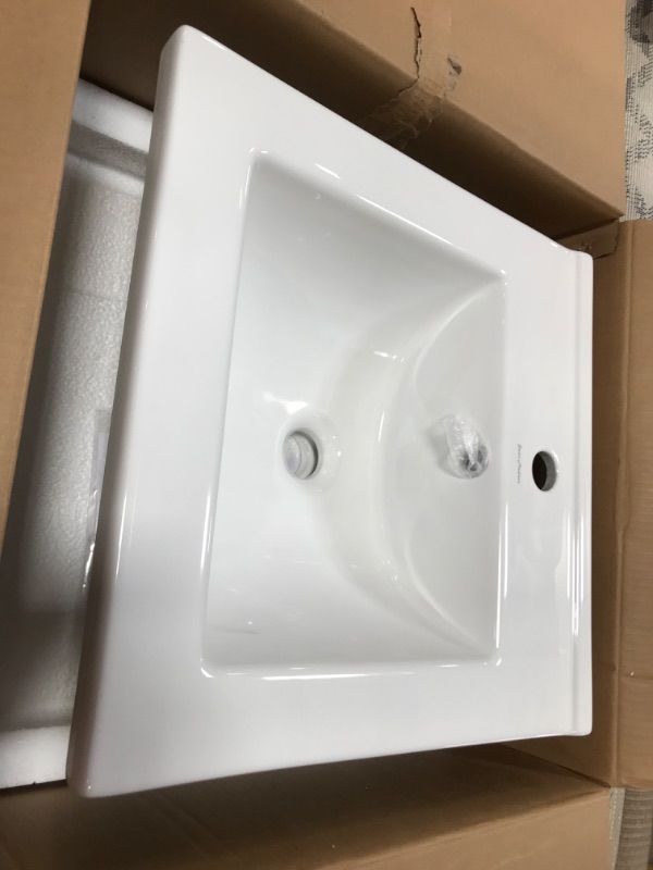 Photo 2 of 18" Ceramic Square Vanity Sink Top, White 18 Inch White