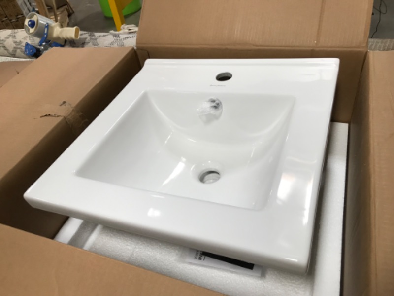 Photo 1 of 18" Ceramic Square Vanity Sink Top, White 18 Inch White