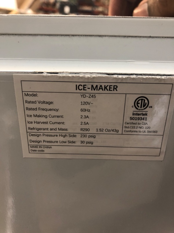 Photo 3 of **SEE NOTES** Commercial Ice Maker Machine 130LBS/24H with 35LBS Storage Bin, Stainless Steel Undercounter/Freestanding Ice Cube Maker for Home Bar Outdoor, Automatic Operation, Include Scoop, Connection Hose
