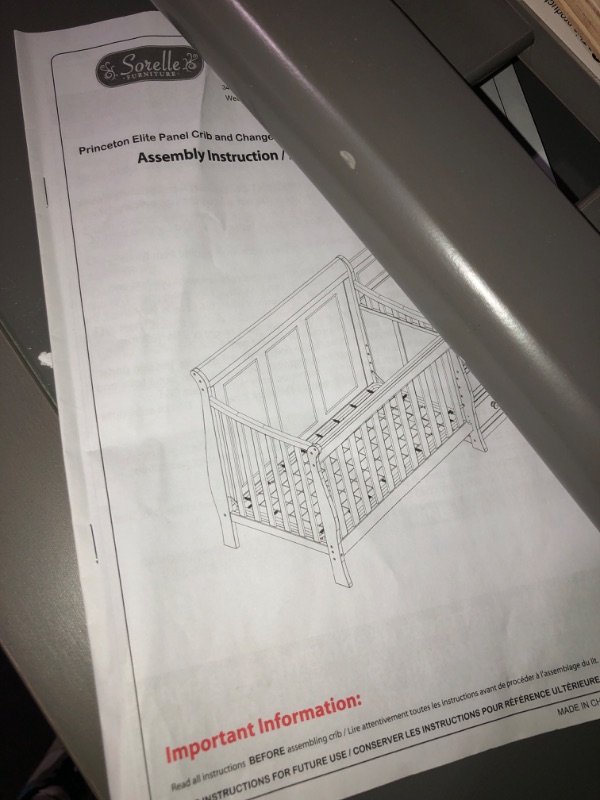 Photo 2 of **CHECK NOTES**Sorelle Furniture Princeton Elite Crib and Changer with Solid Panel Back Classic -in- Convertible Diaper Changing Table Non-Toxic Finish Wooden Baby Bed Toddler Full-Size Nursery - Weathered Grey Weathered Gray