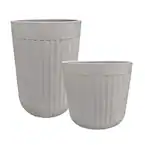 Photo 1 of 15 in. x 15 in. Arlington Fluted Antique Ghost Self-Watering Resin Planter
