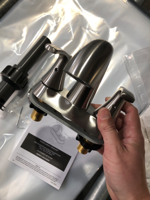 Photo 3 of (READ FULL POST) Arnette 4 in. Centerset Double-Handle High-Arc Bathroom Faucet in Brushed Nickel
