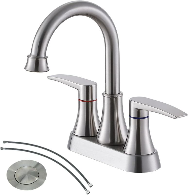 Photo 1 of (READ FULL POST) Arnette 4 in. Centerset Double-Handle High-Arc Bathroom Faucet in Brushed Nickel
