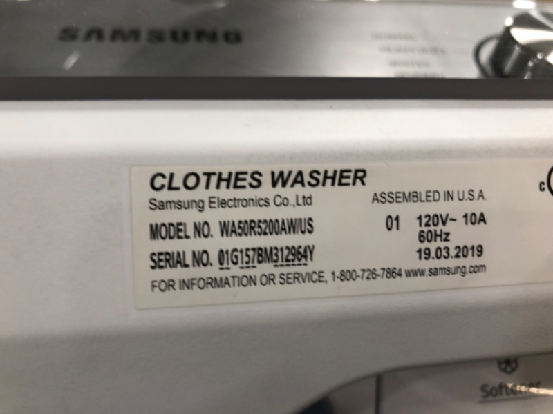 Photo 3 of Samsung WA50R5200AW 4.5 cu. ft. White Top Load Washer