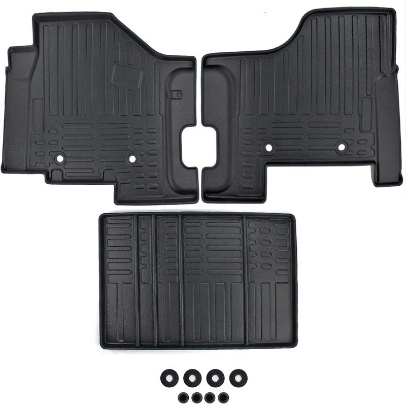 Photo 1 of 5D Floor Mats Compatible with Kenworth T680 T880 / Peterbilt 579 567 - SHINJEW Truck Floor Rubber Liners Custom Fit Kenworth Accessories - 1st & 2nd Row All Weather Guard Heavy Duty - 3PCS Set