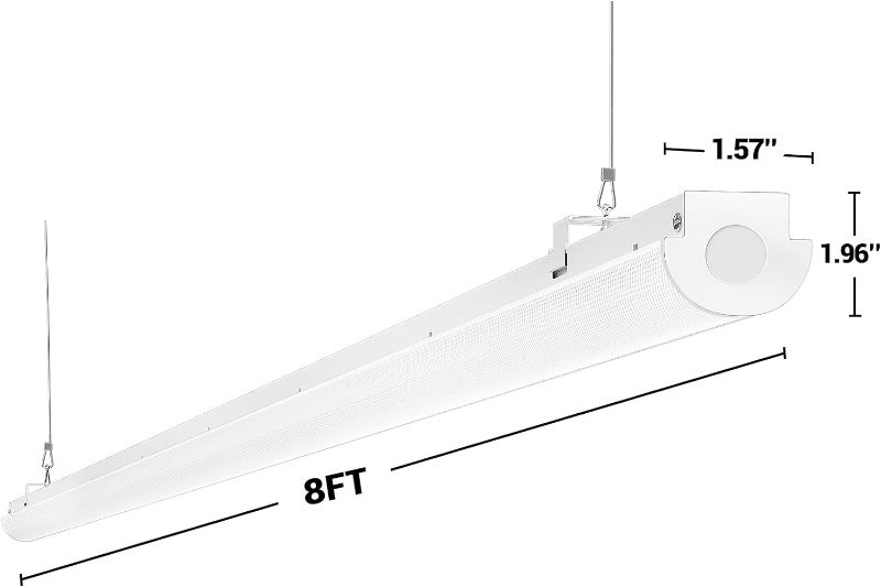 Photo 5 of (NON-REFUNDABLE) ANTLUX 8FT LED Shop Lights 110W [6-lamp T8 Fluorescent Equiv.], 12000LM, 5000K, Compact Commercial Grade 8 Foot LED Strip Lights for Warehouse Garage, Suspended and Flush Mount Ceiling Light, 8 Pack