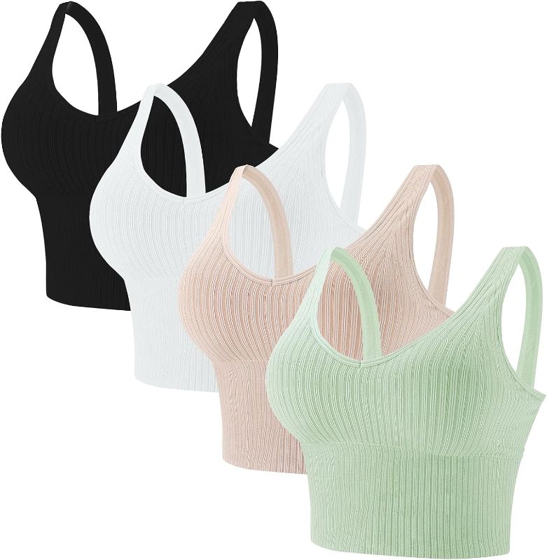 Photo 1 of Eleplus 4 Pieces Comfy Cami Bra for Women Crop Top Yoga Bralette Longline Padded Lounge Bra Pack of 4 SIZE UNKNOWN
