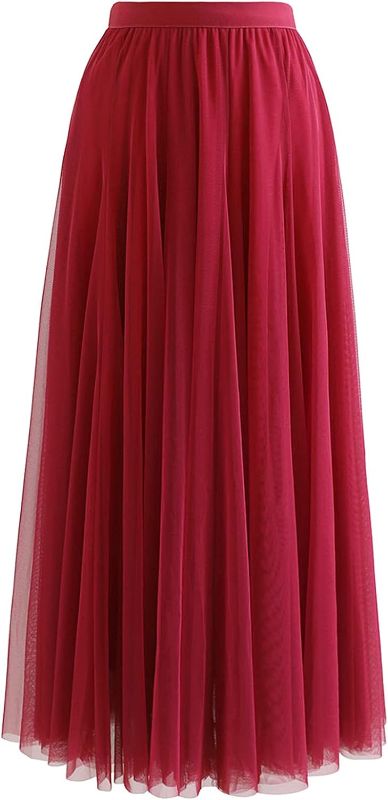 Photo 1 of CHICWISH Women's Lilac/Cream/Grey/Pink/Black Layered Mesh Ballet Prom Party Tulle Tutu A-Line Maxi Skirt XL
