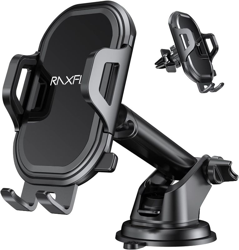 Photo 1 of 
RAXFLY Phone Car Holder Mount Windshield/Air Vent/Dashboard Cell Car Phone Holder for Car 360 Degree Rotation Universal Suction Mount Stand Compatible with iPhone 13 Samsung S21 Plus All Smartphones
