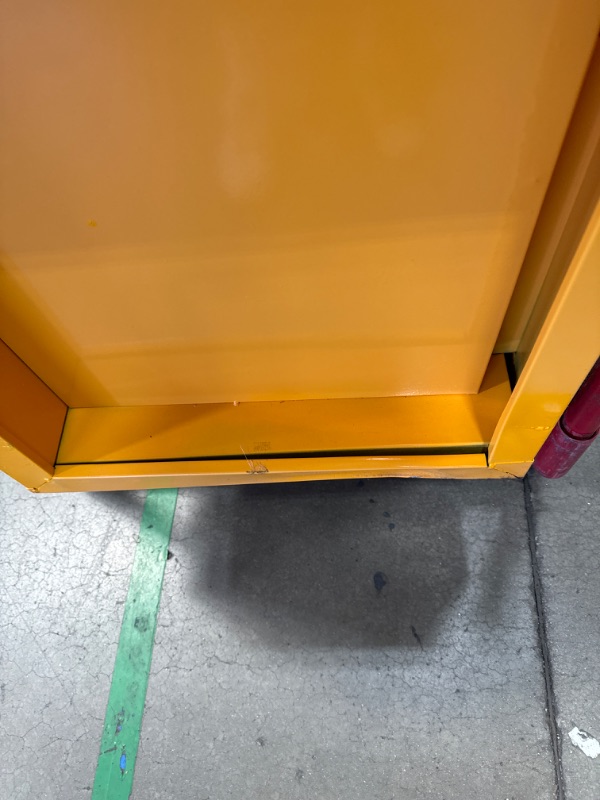 Photo 5 of Durham FM Approved 1012M-50 Welded 16 Gauge Steel Fire Safety Manual Door Cabinet, 1 Shelves, 12 Gallons Capacity, 18" Length x 23" Width x 35" Height, Yellow Powder Coat Finish
