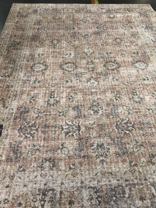 Photo 2 of (used)(see images for damage)Skye Blush/Grey 9 ft. x 12 ft. Traditional Polyester Pile Area Rug