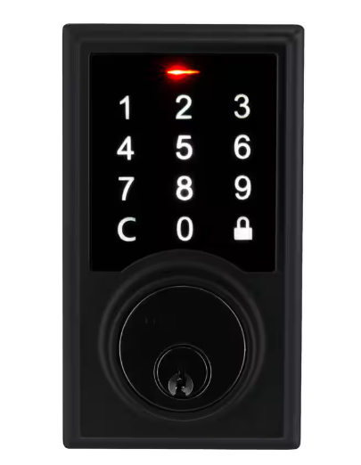 Photo 1 of **NOT EXACT SAME AS STOCK PHOTO** Square Matte Black Electronic Single Cylinder Touchpad Deadbolt